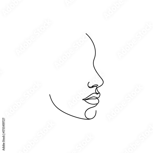 Minimalist line art depicting a woman's face in profile, showcasing simple, elegant design.