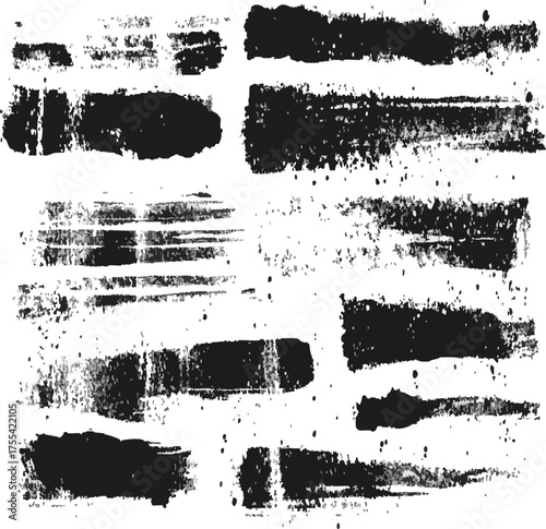 Distressed black paint strokes and splatters texture art