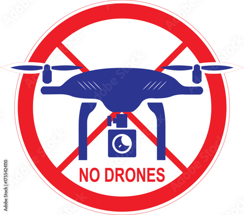No Drones Allowed Sign, Prohibited Drone Flying Symbol for Restricted Areas, No Drone Allow, Privacy Protect Area