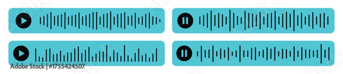 Voice message icons set. Audio chat pictograms with speech sound waves.  Colored sound wave bars set.  Equaliser elements collection.Vector illustration.  