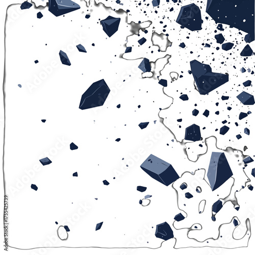 Abstract Background with Geometric Fragments in Dark Blue and White with Sharp Edges and Faint Outline Highlighting the Edges for Modern Digital Design