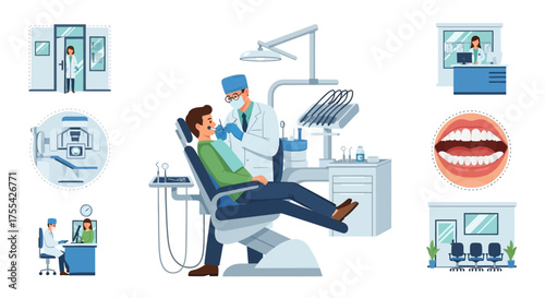Dental Clinic Illustrations Examination, Procedures, and Equipment. Perfect for Healthcare Designs