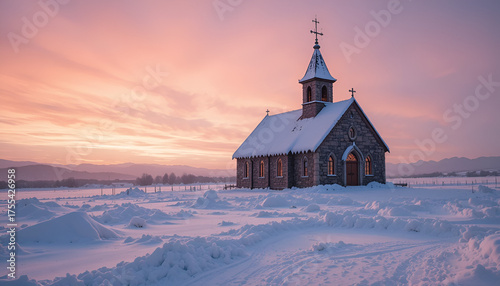 church in winter in snow 