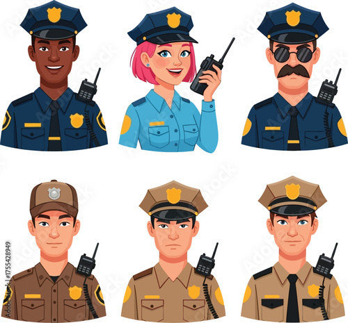 Vector illustration of police officers