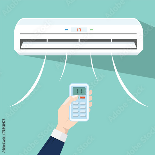 turn on the Air conditioner vector illustration element design template