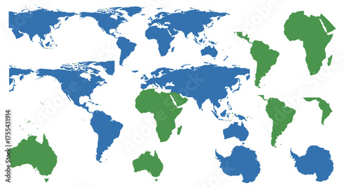 world map on green background
