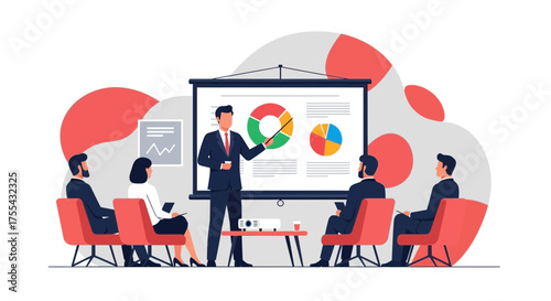 Business Team Discussing The Charts Presented By A Leader During A Presentation