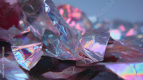 Glossy plastic reveals melting form in hyper-saturated color gradients