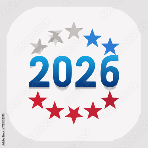United States 2026 event commemoration with patriotic star design illustration