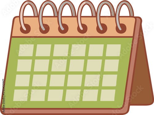 Simple cartoon desk calendar with spiral binding perfect for planning and organization