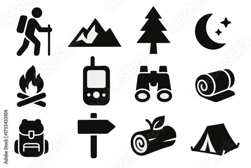 Camping Travel Icon Set Illustration