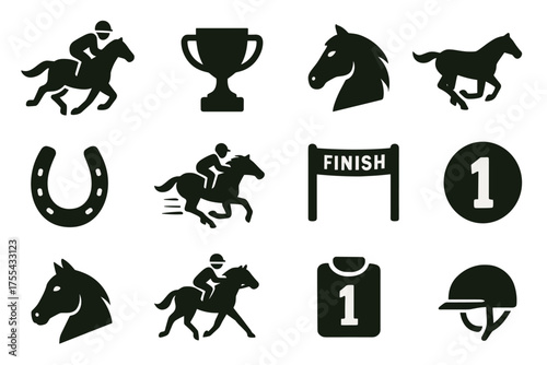Horse racing icon set
