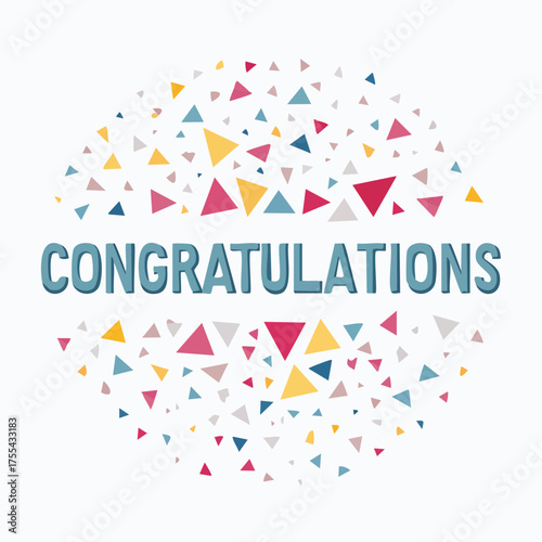 Celebratory Congratulations Graphic with Colorful Triangles and Cheerful Typography