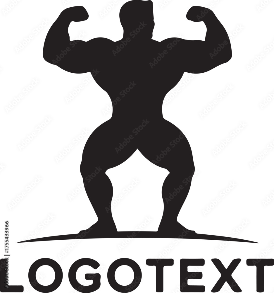 Fototapeta premium Bodybuilder silhouette isolated on white background for logo design template