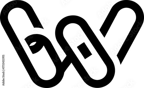 Letter W logo design as connected chain links. Modern monogram symbol for connection, network, or blockchain technology