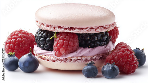 Fototapeta Naklejka Na Ścianę i Meble -  French dessert macarons filled with cream and fruits