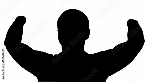Powerful silhouette of a man flexing, showcasing strength and fitness, originally a scalable vector graphic