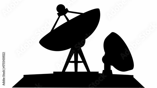 Sleek silhouette of satellite dishes reaching for the cosmos, communication technology and space exploration