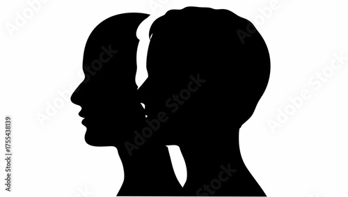 Silhouette face profiles creating a powerful visual about identity and connection, mental health, or relationships