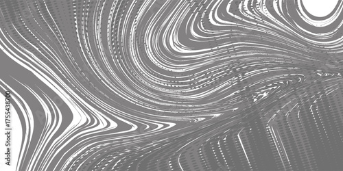 Smooth transition from black to white. Black and white Design element. Abstract northern lights. Striped pattern.