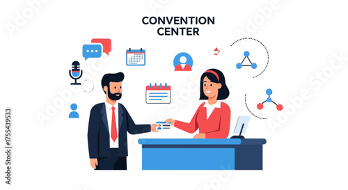 Convention Center Scene: Representative Interactions with Client During Registration Process