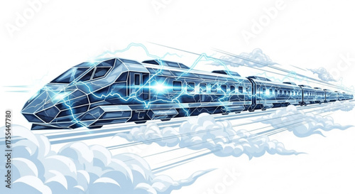 Futuristic high speed electric train concept for modern transportation and travel illustration design