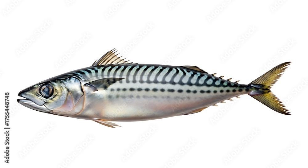 Fototapeta premium Side view of a mackerel fish against white background