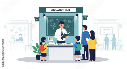 Learning And Education Hub: Children And Parents Participating In An Educational Fair Event