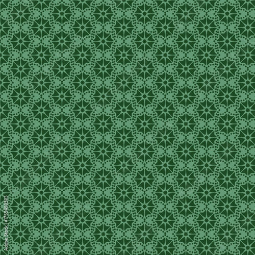 Floral geometric pattern in green shades seamless vector repeating design