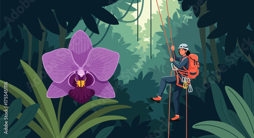 Orchid and Climber in Verdant Jungle Adventure, Exploring Exotic Environments
