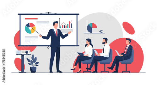 Presentation In Business: Business People Are Participating In A Seminar About Finances