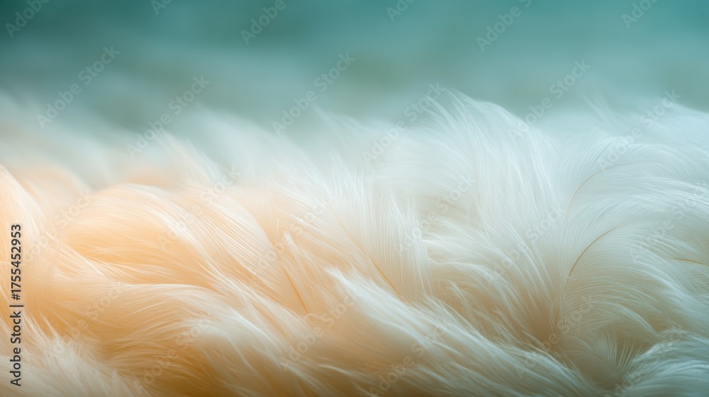 Fototapeta premium Delicate white feathers are arranged closely together, forming a soft and tranquil surface. The subtle play of light enhances the gentle texture, creating a peaceful scene