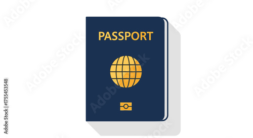 Blue Passport with Golden Globe and Symbol