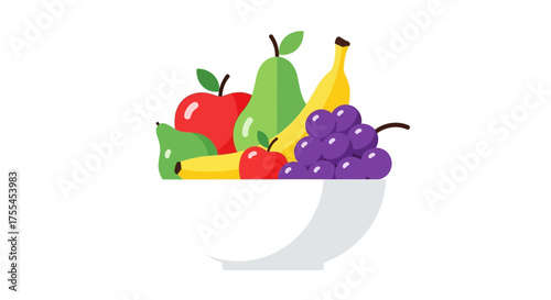 Colorful fruit bowl with various fresh fruits.