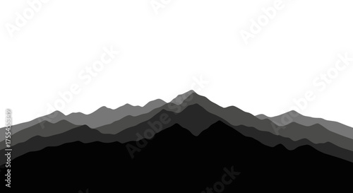 Serene layered mountain peaks receding into a vast, clear sky.