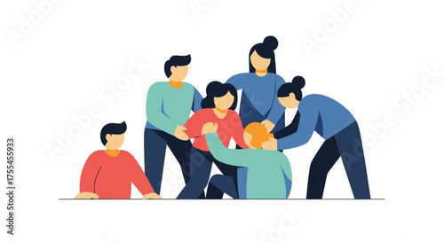 Group of people helping each other.