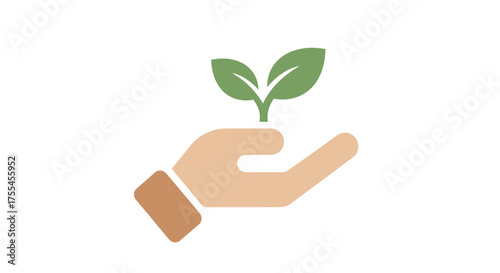 Hand holding a growing plant.