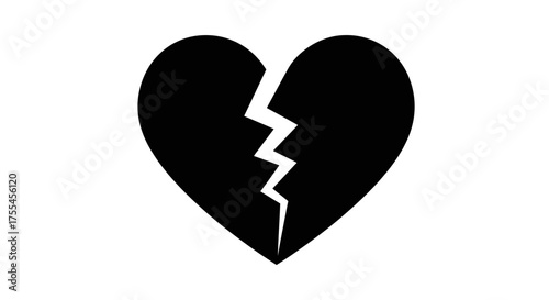 Symbol of a broken heart, representing sadness, loss, and heartbreak