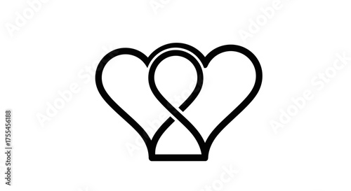 Intertwined hearts symbolizing connection and eternal love, a simple and elegant graphic.