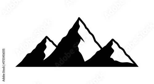 Dramatic black and white silhouette of jagged mountain peaks against a clear sky, symbolizing adventure and nature's grandeur.