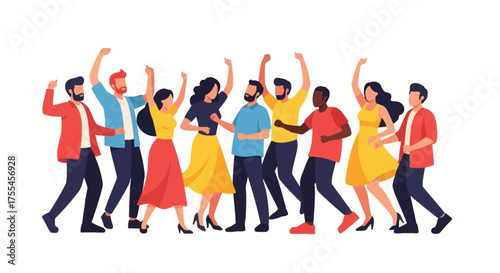 Joyful people celebrating together in a group.