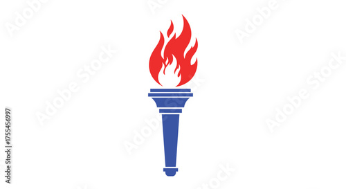 A symbol of enlightenment and progress a torch with a blue base and a vibrant red flame.