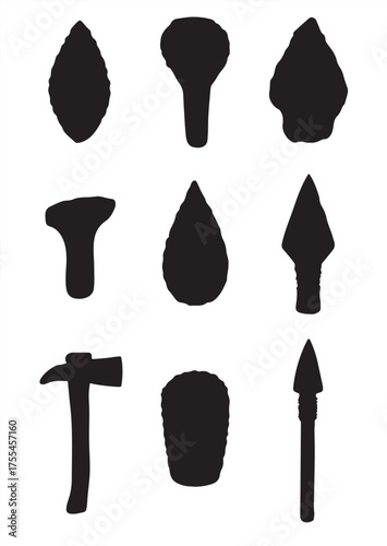 Group of prehistoric weapons