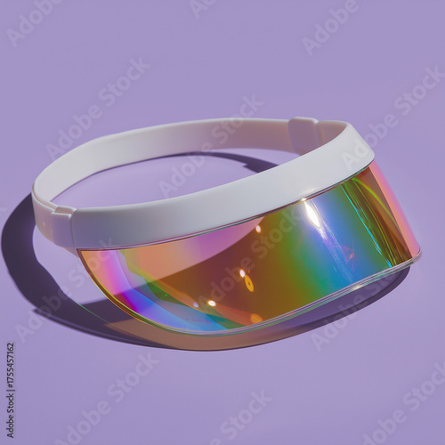 Modern White Visor Prismatic Rainbow Glass Fashion Accessory