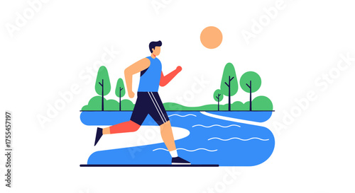 Man Running in Nature Illustration.