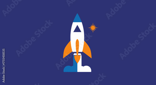 Rocket Ship Launching into Space.