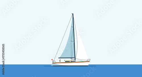 Sailboat cruising on a calm blue sea.