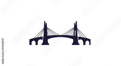 Silhouette of a Modern Cable-Stayed Bridge.