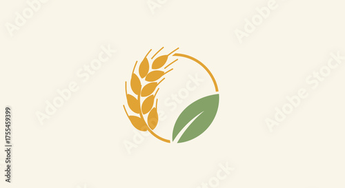 Wheat and Leaf Agriculture Logo Design.