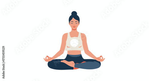 Woman Meditating in Lotus Pose.